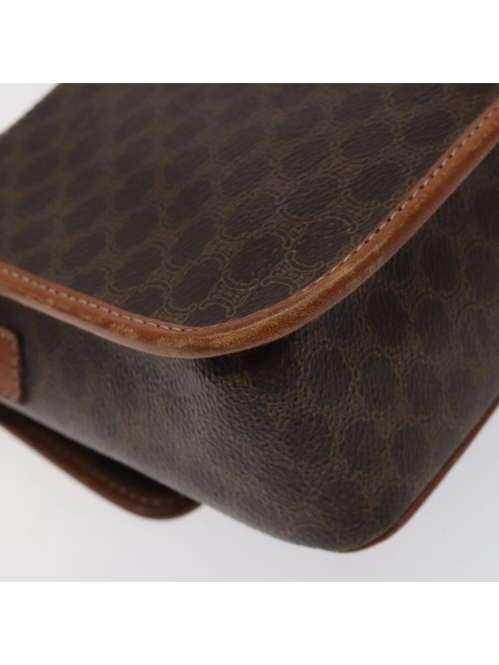 Authentic CELINE Macadam Canvas Circle Shoulder Bag PVC Leather Brown Gold - Picture 16 of 16